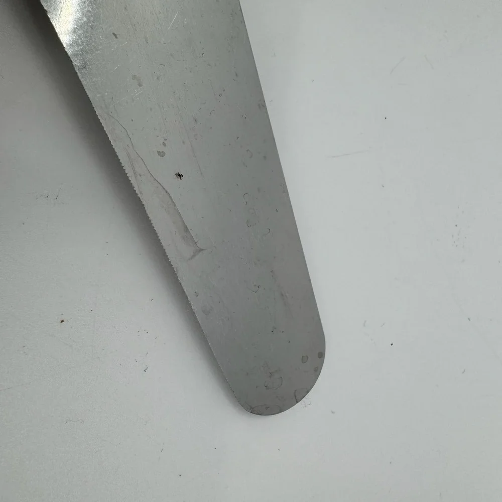 Vtg Cake Pie Server Stainless Steel Wood Handle Serrated Dessert Knife Utensil